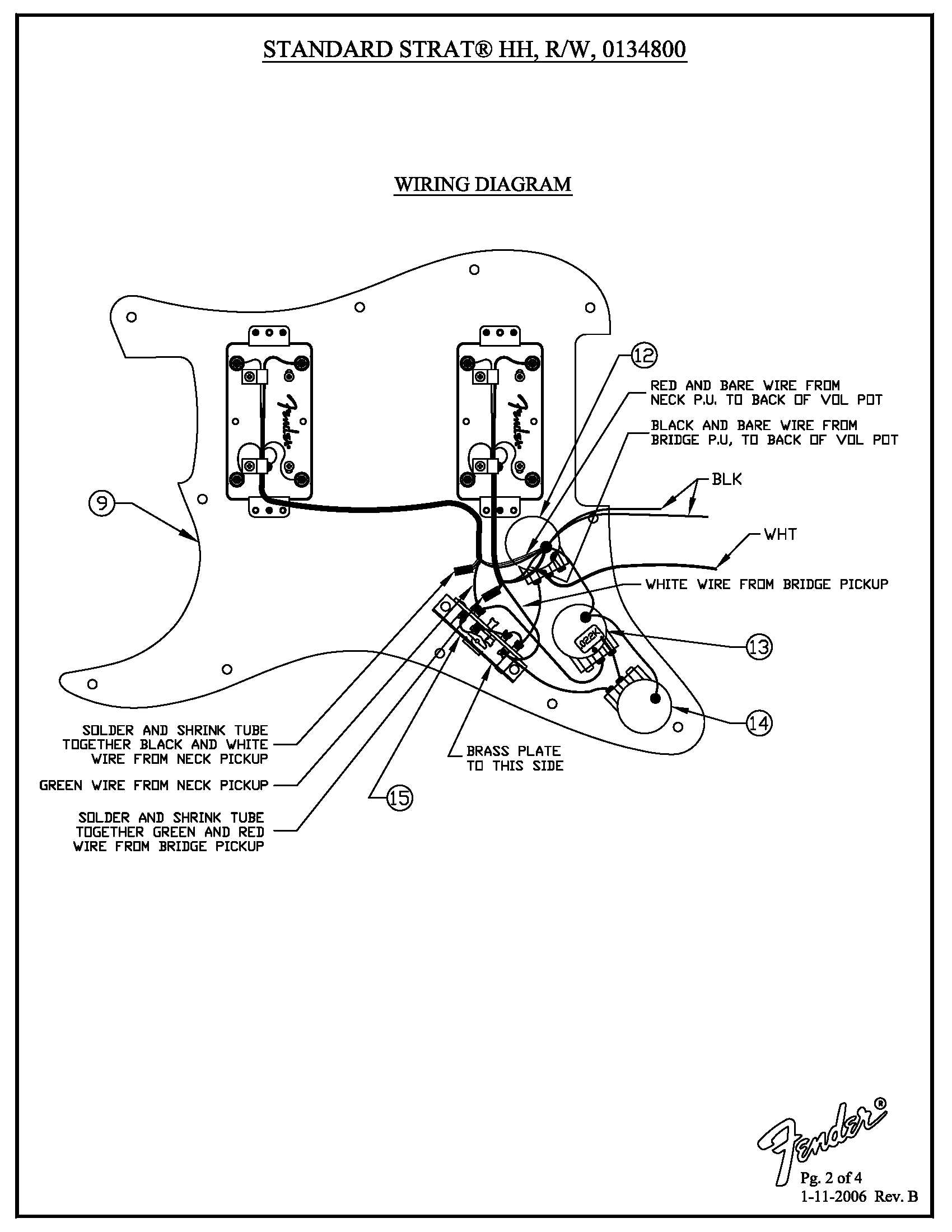Standard Stratocaster Hh Wiring Diagram 0134800 · Customer Self Service