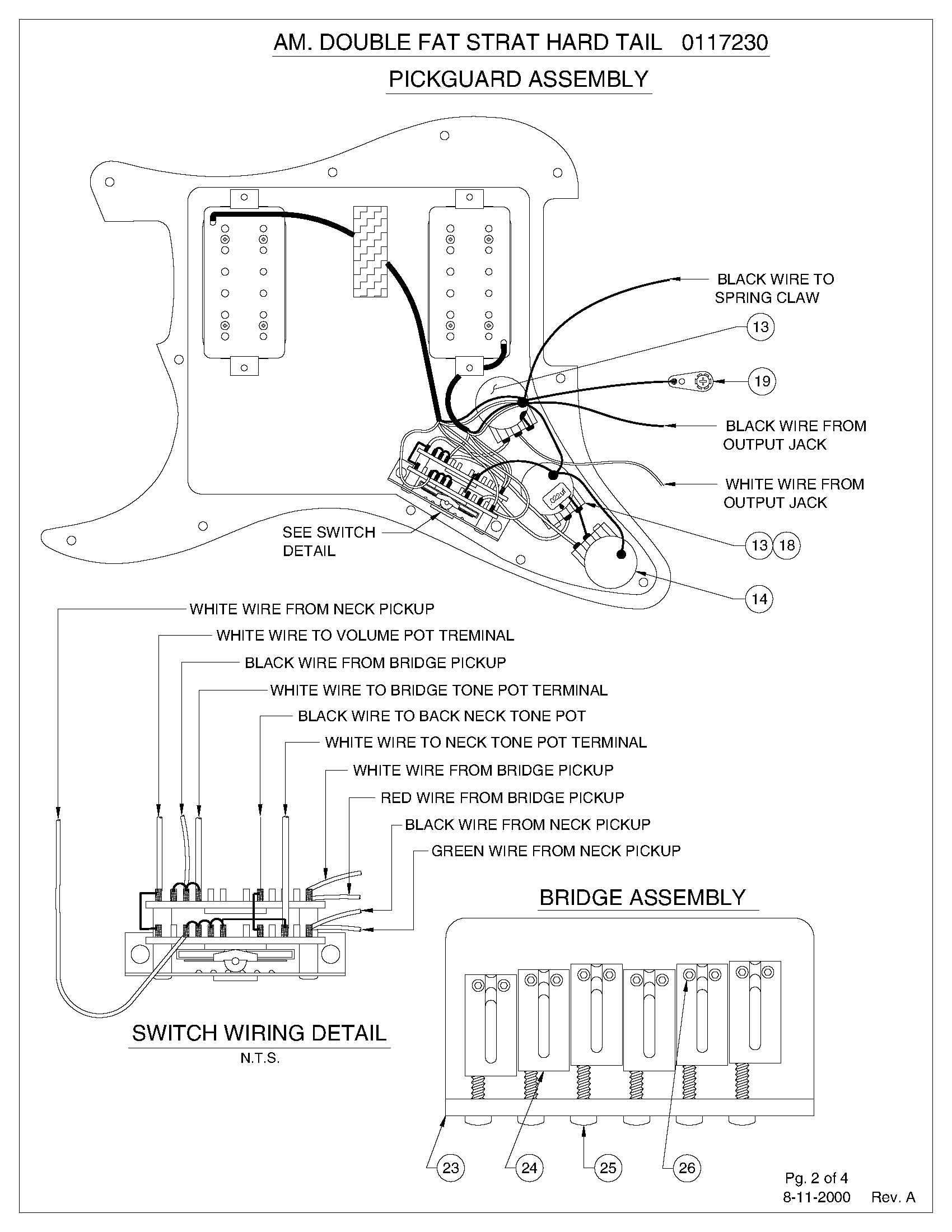 American Double Fat Stratocaster Hard Tail Wiring Diagram 0117230