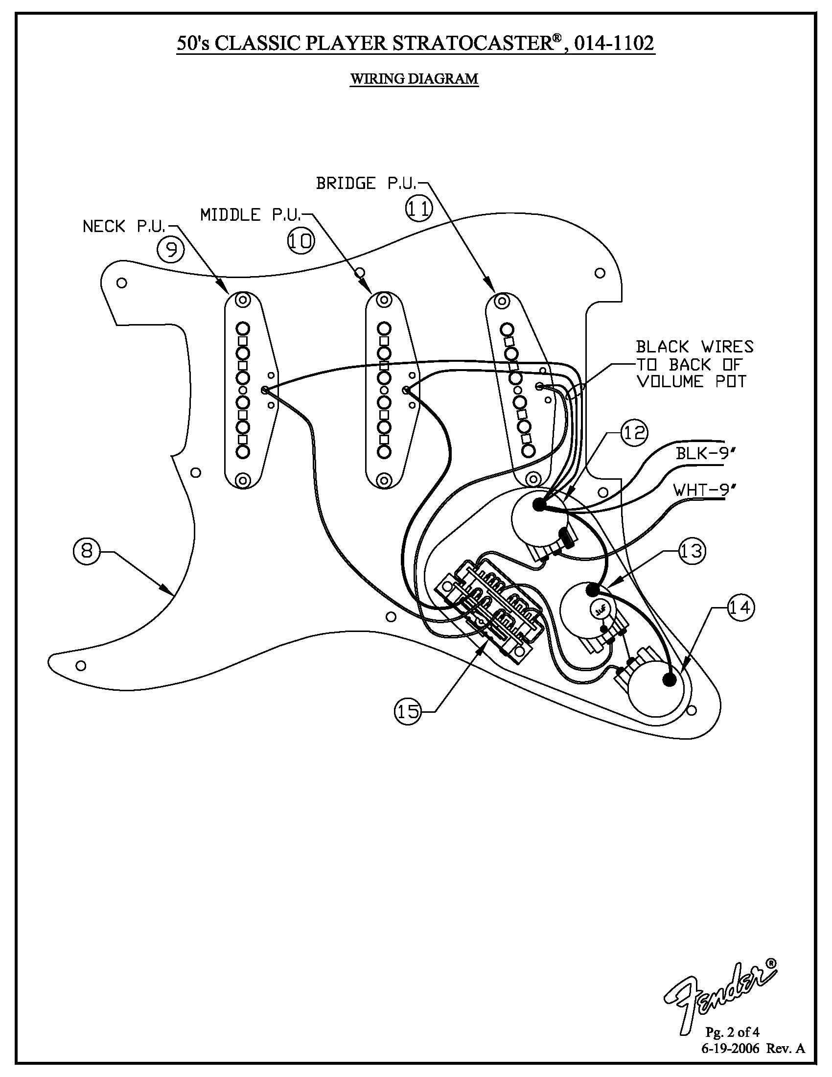50's Classic Player Stratocaster, 0141102 Wiring Diagram · Customer