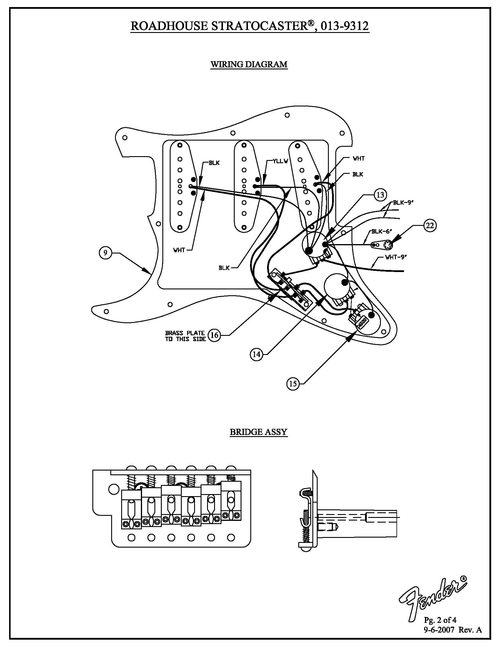Deluxe Roadhouse Stratocaster Wiring Diagram 0139312 · Customer Self