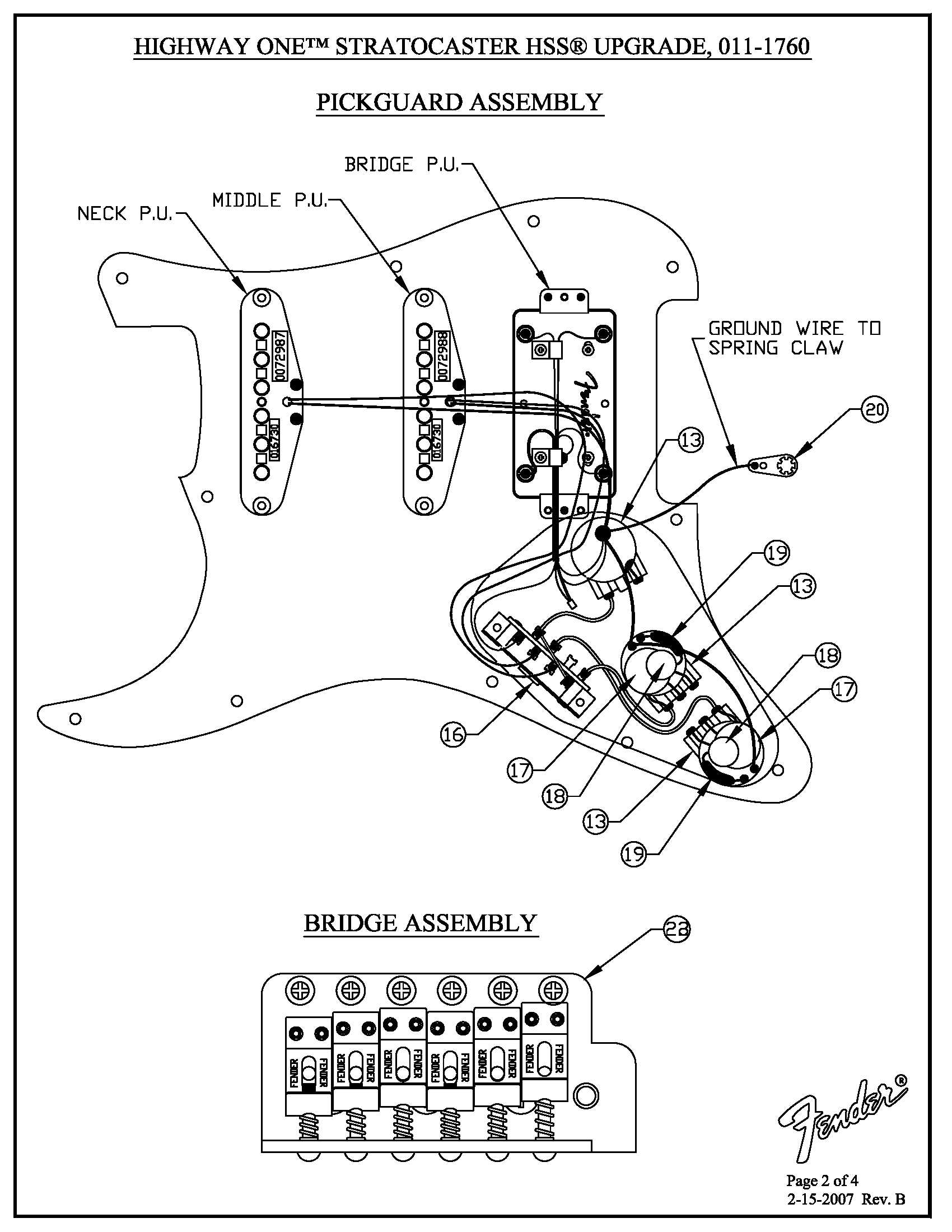 Highway 1 Stratocaster HSS Upgrade Wiring Diagram 0111760 · Customer