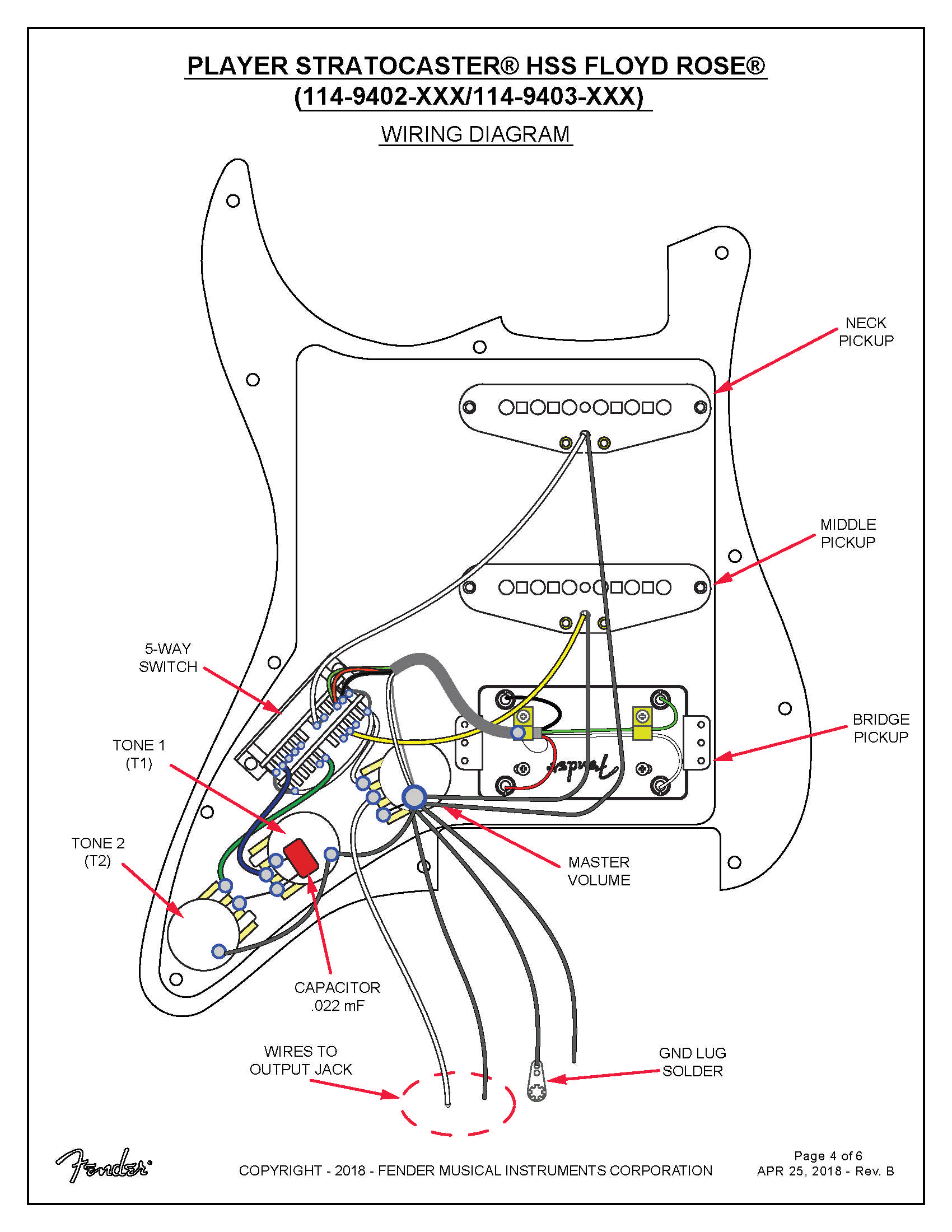 Fender Player Stratocaster HSS FR 114940 Service Manual · Customer Self ...